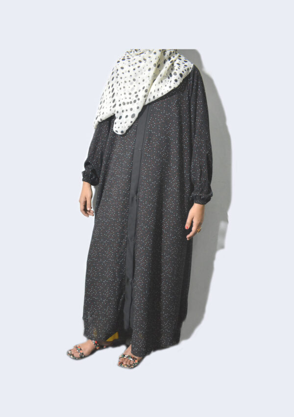 dots print black abaya