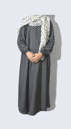 Dotted Black Simple Abaya