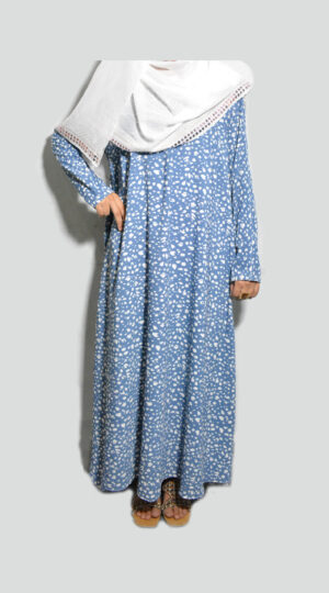 Sky Blue Printed Abaya
